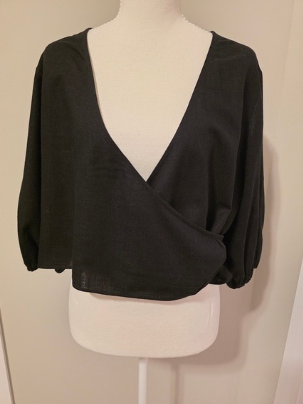 Express Black Deep V Wrap Blouse
